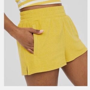 Women's Terry Athletic Shorts in lime/yellow